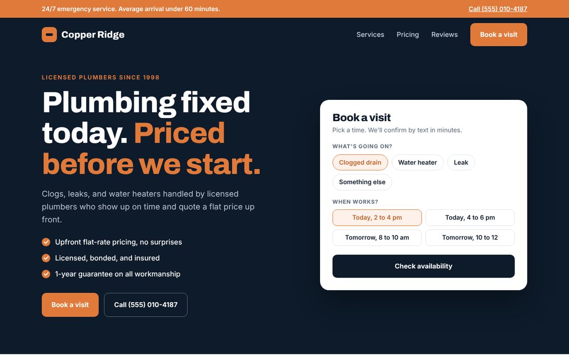 Copper Ridge Plumbing refreshed website